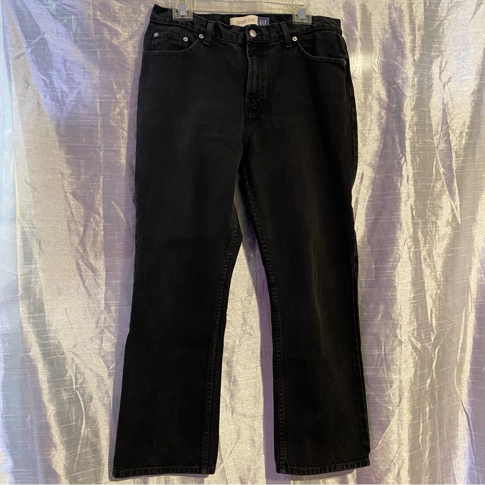 Gap vintage black Boot Cut jeans SZ 14 Ankle slightly distressed 100% cotton GUC